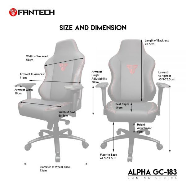 FANTECH ALPHA GC-183 Stability Gaming Chairs With Strong Nylon Plastic Base - Image 3