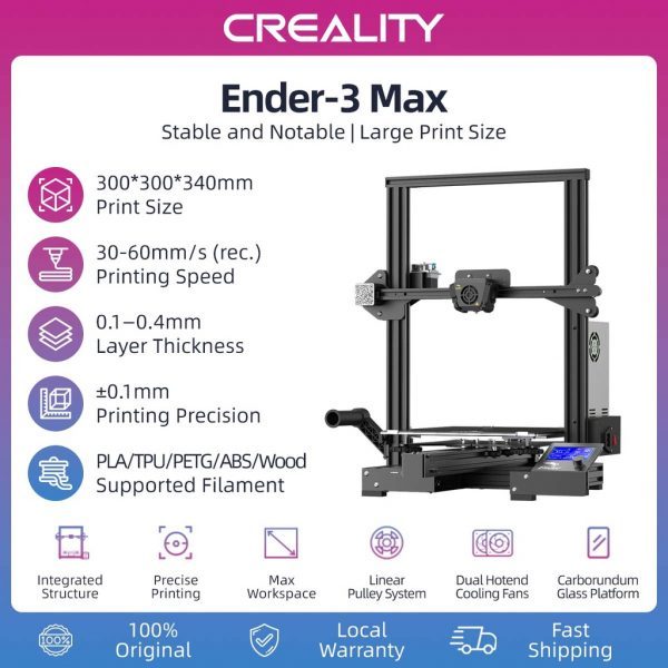 Creality Ender-3 Max FDM 3D Printer with Integrated Structure, Dual Cooling Fans, Precise Printing & All-metal Extruder