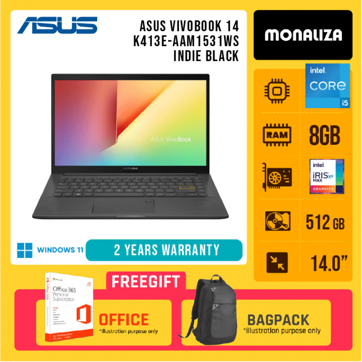 Asus Vivobook 14 K413E-AAM1531WS Indie Black - Monaliza