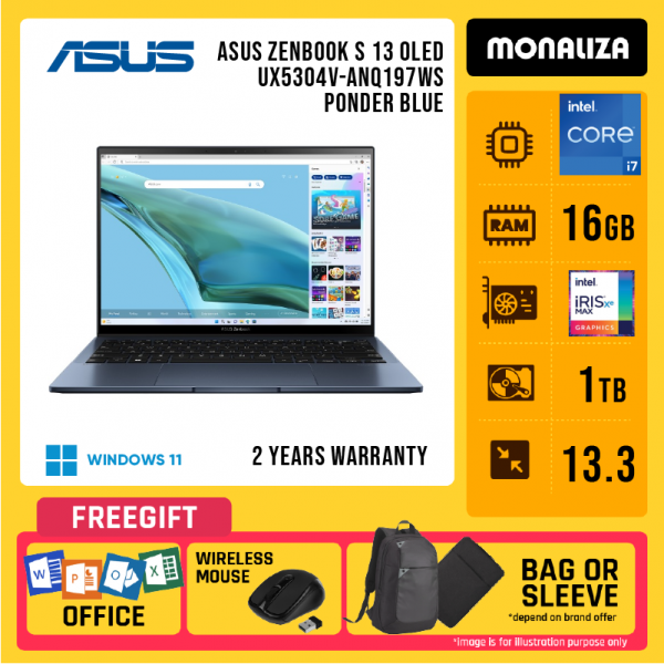 Asus ZenBook S 13 Laptop OLED (UX5304V-ANQ197WS) Intel Core I7-1355U / Intel Iris XE Graphics
