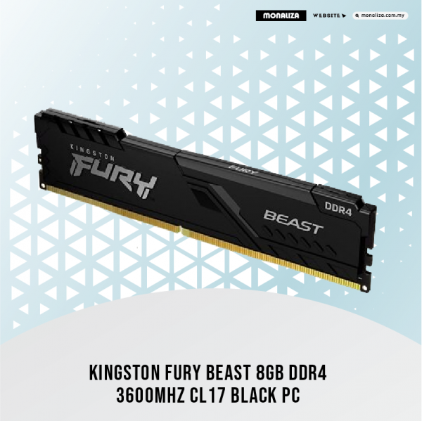 Kingston Fury Beast 8GB DDR4 3600MHZ CL17 Black Ram PC