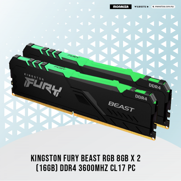 Kingston Fury Beast RGB 8GB X 2 (16GB) DDR4 3600MHZ CL17 PC