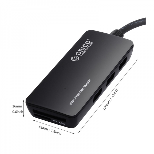 Orico H3TS-U3 Ultra Mini 3 Ports USB 3.0 With Card Reader (SD & TF CARD) - Image 2