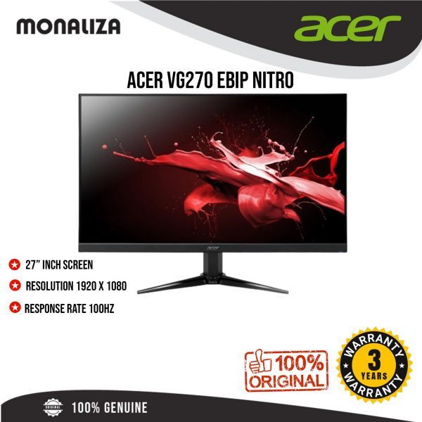 Acer Gaming Monitor VG270 EBIP NITRO 27" Inch IPS FHD 100HZ