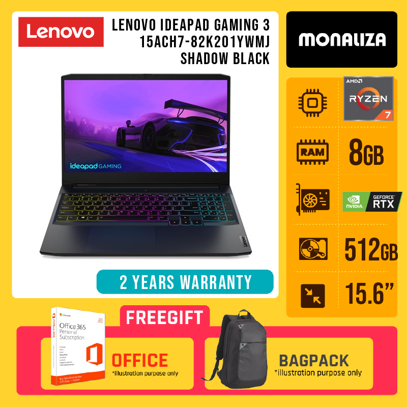 Lenovo Ideapad Gaming 3 15ACH7-82K201YWMJ Shadow Black