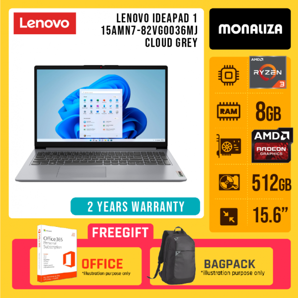 Lenovo Ideapad 1 15AMN7-82VG0036MJ Cloud Grey