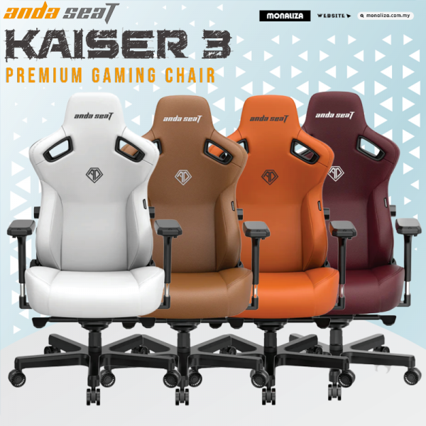 Anda Seat Kaiser 3 Premiun Gaming Chair (L) - Classic Maroon/Bentley Brown/Blaze Orange/Cloudy White
