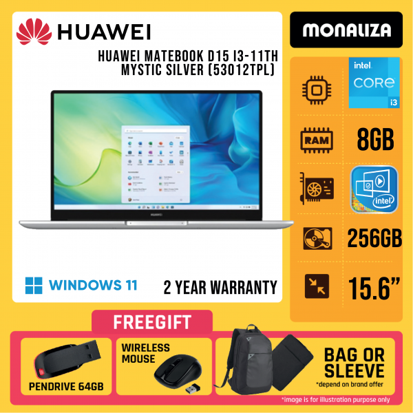 Huawei Matebook D15 I3-11TH Mystic Silver (53012TPL)