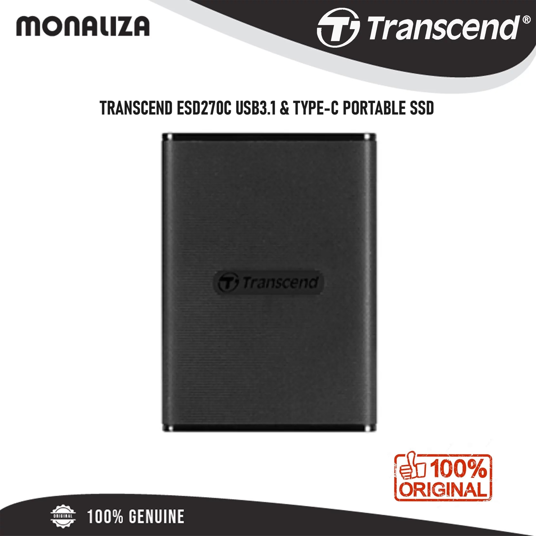 Transcend ESD270C Type-C Portable SSD – 500GB/1TB – Monaliza