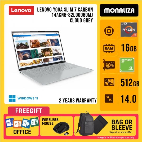 Lenovo Yoga Slim 7 Carbon 14ACN6-82L00060MJ Cloud Grey ( Ryzen 7 5800U, 16GB, 512GB SSD, MX450 2GB, W11, HS )