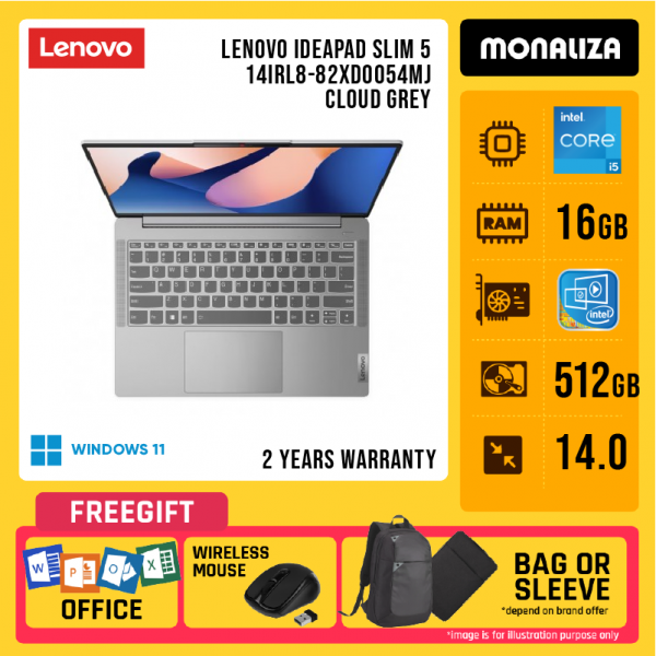 Lenovo Ideapad Slim 5 14IRL8-82XD0054MJ Cloud Grey ( I5-13500H, 16GB, 512GB SSD, Intel, W11)