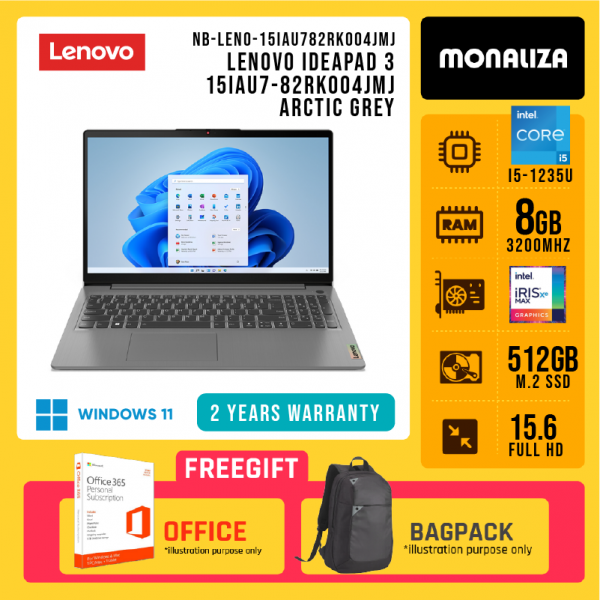 LENOVO IDEAPAD 3 15IAU7-82RK004JMJ ARCTIC GREY