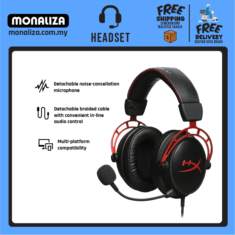 HyperX Cloud Alpha Pro Gaming Headset With Noise Cancelling Microphone- Red  - Monaliza