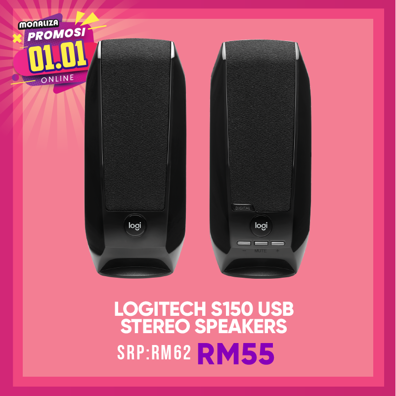 Logitech S150 USB Stereo Speakers 2.4W Computer Speaker System Black