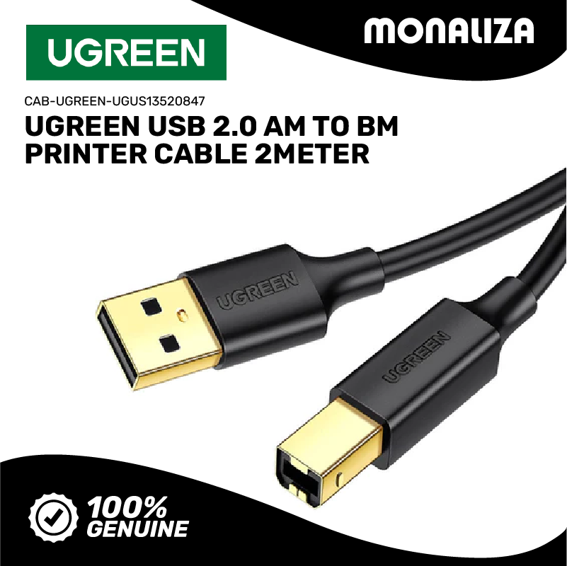 UGREEN USB AM TO BM PRINTER CABLE 2M – BLACK – Monaliza
