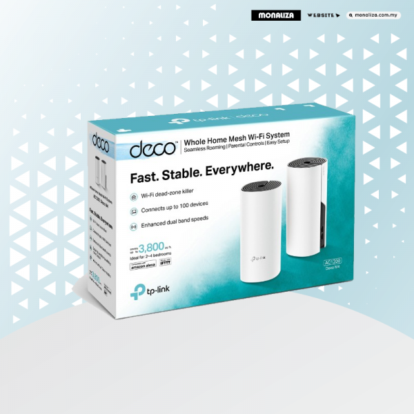TP-LINK AC1200 WHOLE HOME MESH WI-FI SYSTEM DECO M4(2 PACK)