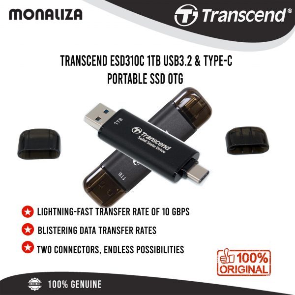 Transcend ESD310C 1TB USB 3.2 Type C Portable SSD OTG