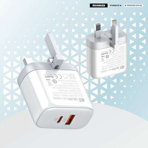 LDNIO A2526C 45W PD QC4+ QC3.0 Fast Wall Charger With 100CM USB-C TO USB-C Cable