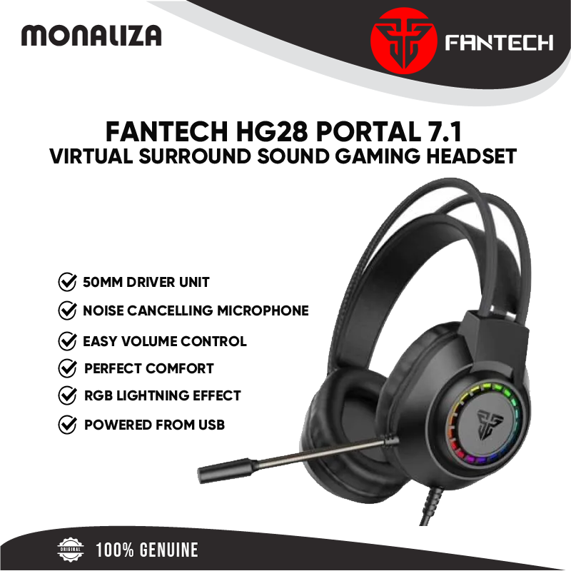 Fantech HG28 Portal Virtual Surround Sound RGB Gaming Headset