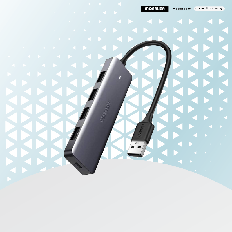 Ugreen 4-Port USB 3.0 HUB + 1-Port USB-C Ultra Slim High-Speed Splitter With USB 3.0 Power Supply