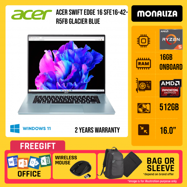 Acer Swift Edge 16 SFE16-42-R5FB Glacier Blue ( Ryzen 5 7535U, 16GB, 512GB SSD, ATI, W11 )