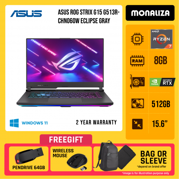 Asus ROG Strix G15 G513R-CHN060W 15.6'' FHD 144Hz Gaming Laptop ( Ryzen 7 6800H, 8GB, 512GB SSD, RTX3050 4GB, W11 )