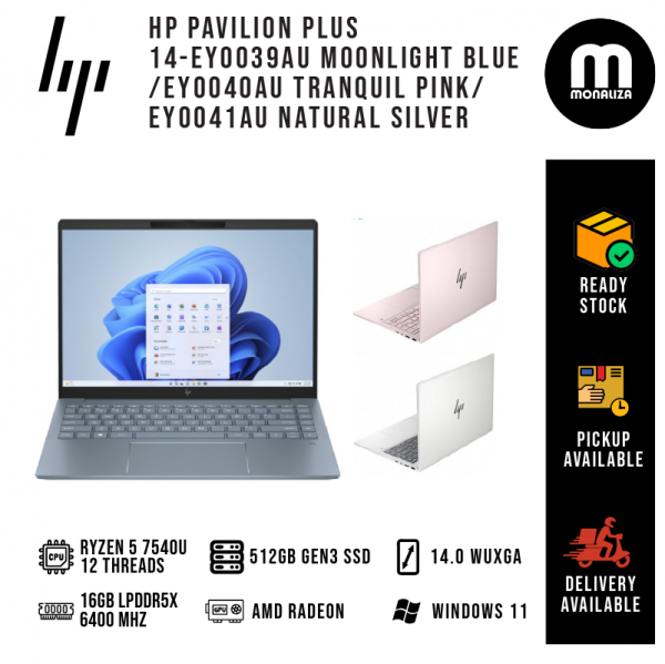 HP PAVILION PLUS 14-EY0039AU MOONLIGHT BLUE/EY0040AU TRANQUIL PINK/EY0041AU NATURAL SILVER