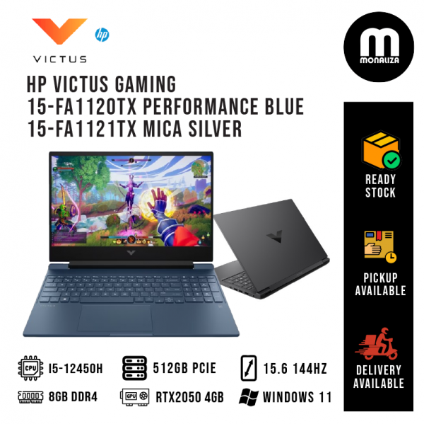 HP Victus Gaming 15-FA1120TX Performance Blue/15-FA1121TX Mica Silver ( I5-12450H, 8GB, 512GB SSD, RTX2050 4GB, W11 )