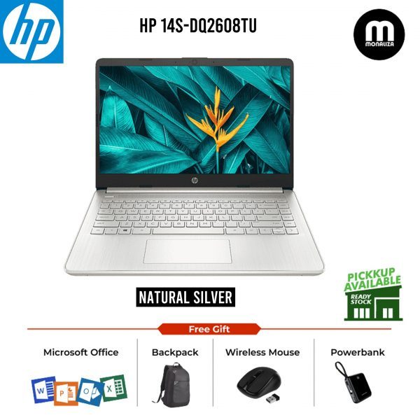 HP 14S-DQ2608TU 14" FHD Laptop Natural Silver ( I7-1165G7, 8GB, 512GB SSD, Intel, W11, HS )