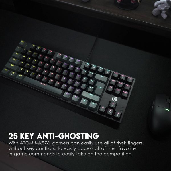 Fantech Atom MK876 TKL Mechanical Gaming Keyboard Gray- Blue Switch - Image 3