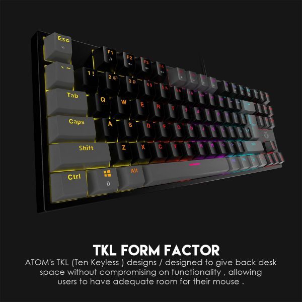 Fantech Atom MK876 TKL Mechanical Gaming Keyboard Gray- Blue Switch - Image 5