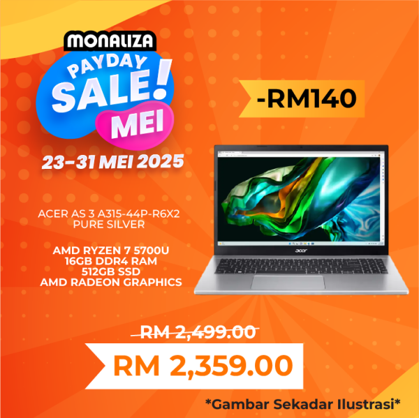 Acer AS 3 A315-44P-R6X2 Pure Silver (Ryzen 7 5700U, 16GB RAM, 512GB SSD, AMD Radeon, 15.6" IPS FHD, W11)