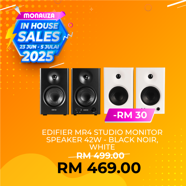 Edifier MR4 Studio Monitor Speaker 42W - Black Noir/White Black