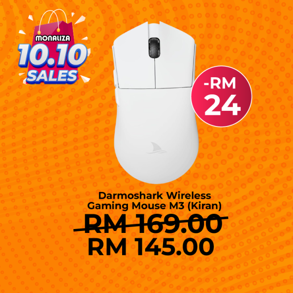 [ PROMOSI 10.10 ] Darmoshark Wireless Gaming Mouse M3 Black / White (Kiran)