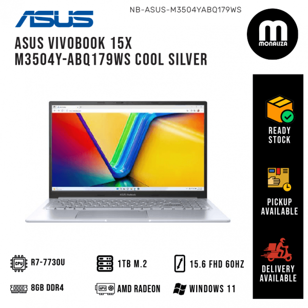 Asus Vivobook 15X M3504Y-ABQ179WS Cool Silver (R7-7730U/ 8GB DDR4/ 1TB SSD/ RADEON/ 15.6" FHD 60HZ/ WIN11)