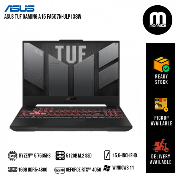 Asus TUF Gaming A15 FA507N-ULP138W 15.6'' FHD 144Hz Gaming Laptop ( Ryzen 5 7535HS, 16GB, 512GB SSD, RTX4050 6GB, W11 )