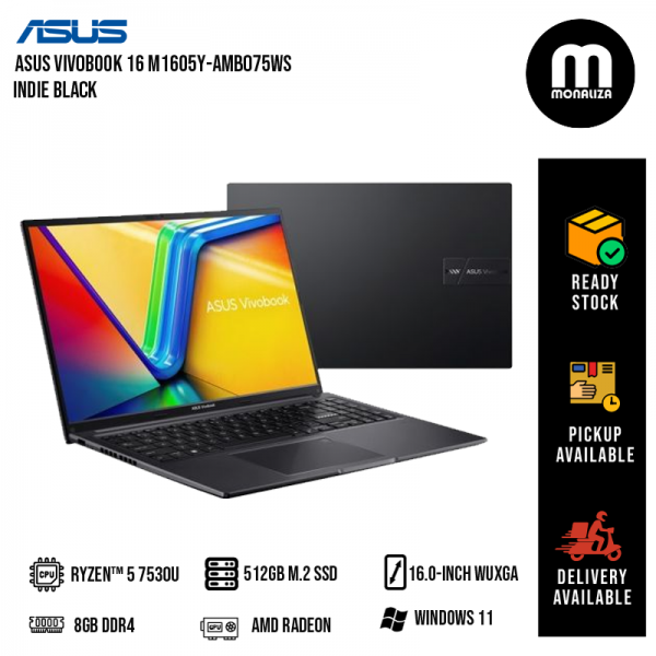 Asus VivoBook 16 M1605Y-AMB075WS Indie Black ( Ryzen 5 7530U, 8GB, 512GB SSD,W11, HS )