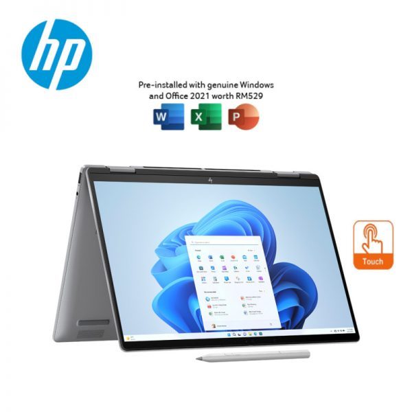 HP ENVY X360 14-FA0024AU Meteor Silver / FA0025AU Glacier Silver Touch 2-In-1 Laptop ( Ryzen 5 8640HS, 16GB, 512GB SSD, W11, HS ) - Image 2