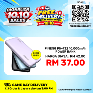 [ PROMOSI 10.10 ] Pineng PN-732 LI-ION Polymer 10,000mAh Power Bank
