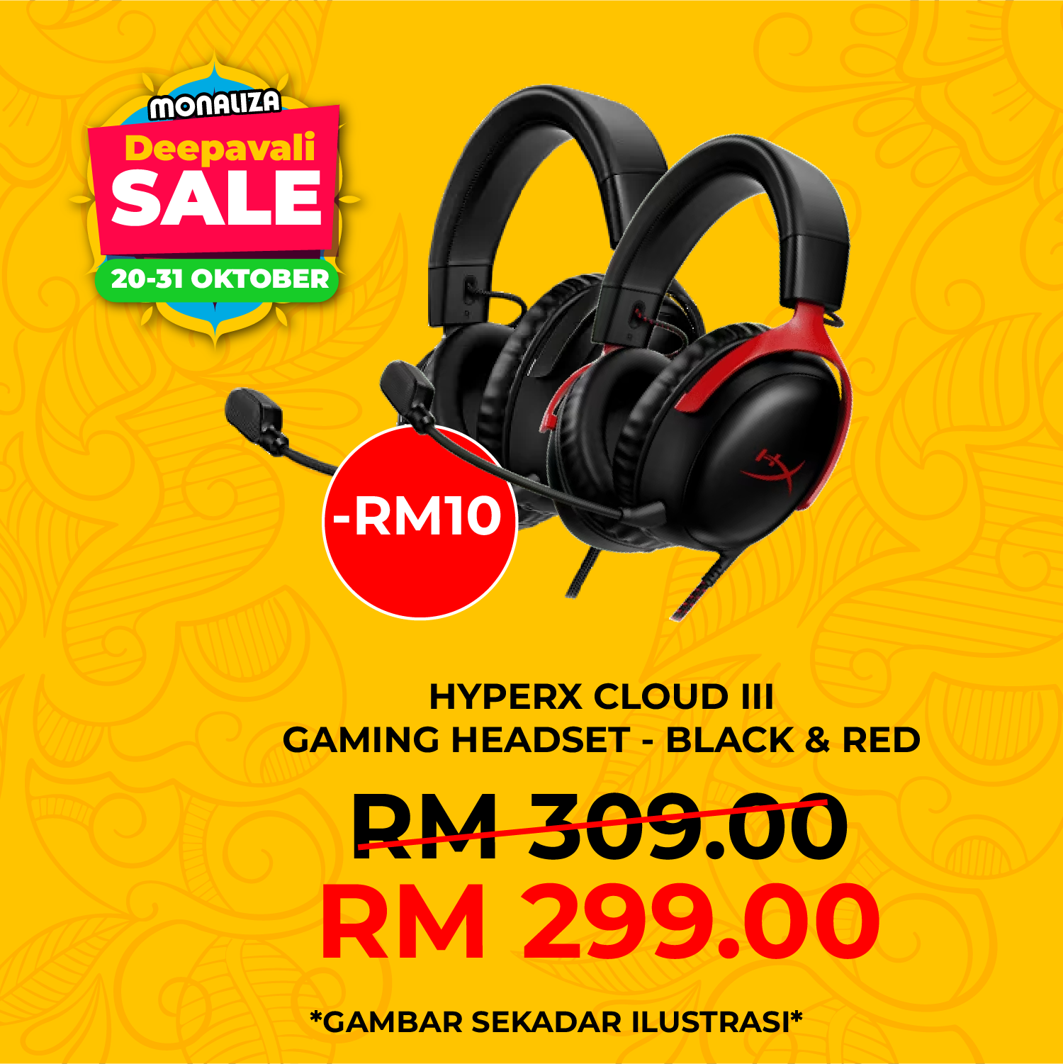 HyperX Cloud III Gaming Headset - Black/Black Red