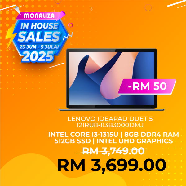 Lenovo IdeaPad Duet 5 12IRU8-83B3000DMJ Storm Grey (i3-1315U, 8GB RAM, 512GB SSD, Intel UHD, 12.4" 2.5K, W11)
