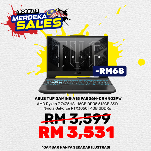 Asus TUF Gaming A15 FA506N-CRHN039W (R7 7435HS, 16GB RAM, 512GB SSD, RTX3050, 15.6" FHD, W11)