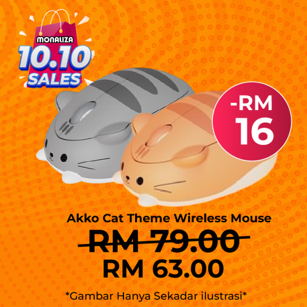 [ PROMOSI 10.10 ] Akko Cat Theme Wireless Mouse - Gray Mimo / Pink Angie / Orange Kate