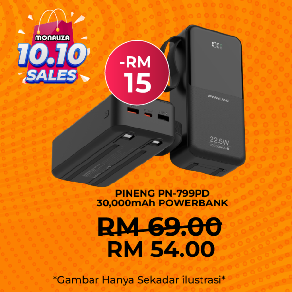 [ PROMOSI 10.10 ] Pineng PN-799PD 30,000mAh Powerbank
