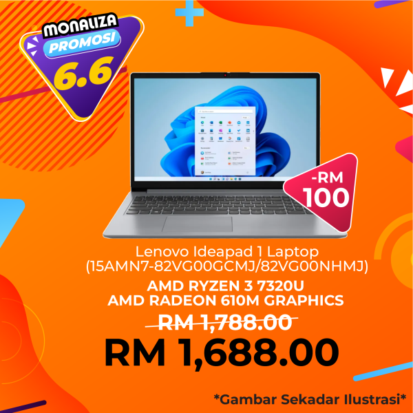 Lenovo IdeaPad 1 15AMN7-82VG00GCMJ Cloud Grey / 82VG00NHMJ Sand (Ryzen 3 7320U, 8GB RAM, 512GB SSD, Radeon 610M, 15.6" FHD TN, W11)