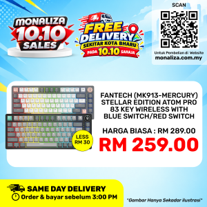 [ PROMOSI 10.10 ] Fantech MK913 Mercury Stellar Edition Atom Pro 83 Key Wireless Gaming Keyboard With Blue Switch / Red Switch