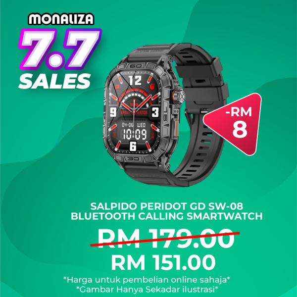 Salpido GD SW-08 Peridot Bluetooth Calling Smartwatch - Black