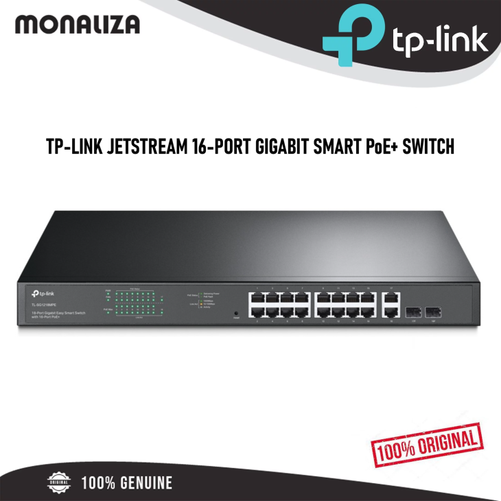 TpLink JetStream 16Port Gigabit Smart PoE+ Switch Monaliza