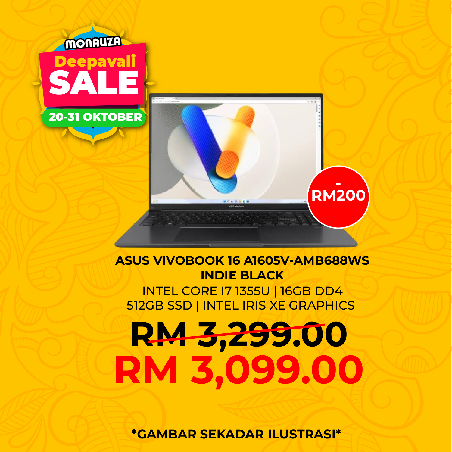 Asus VivoBook 16 A1605V-AMB688WS Indie Black (i7-1355U, 16GB RAM, 512GB SSD, Iris Xe, 16" WUXGA, W11)