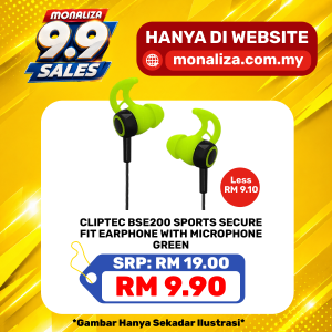 [ PROMOSI 9/9 ] Cliptec BSE200 Sports Secure Fit Earphone With Microphone - Green